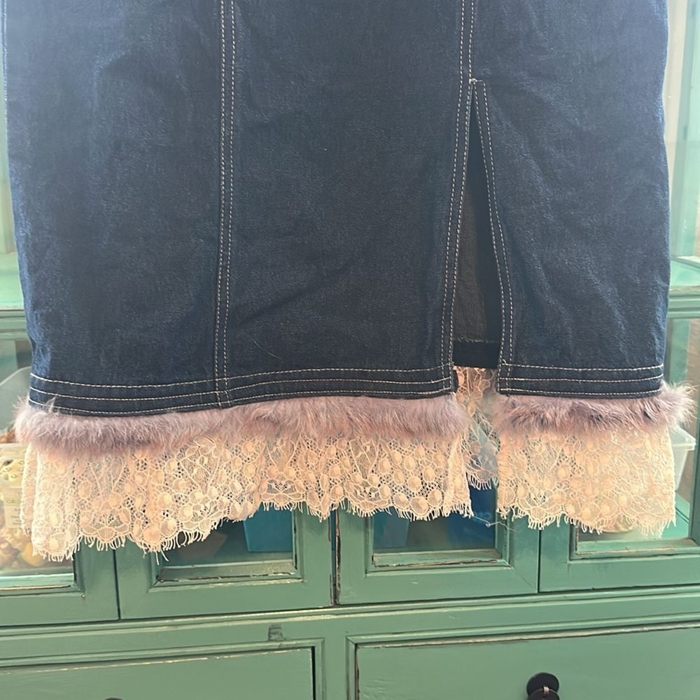 Vintage Double D Ranch Denim Maxi Skirt – Rare Embellished Western Boho Couture - Picture 4 of 6